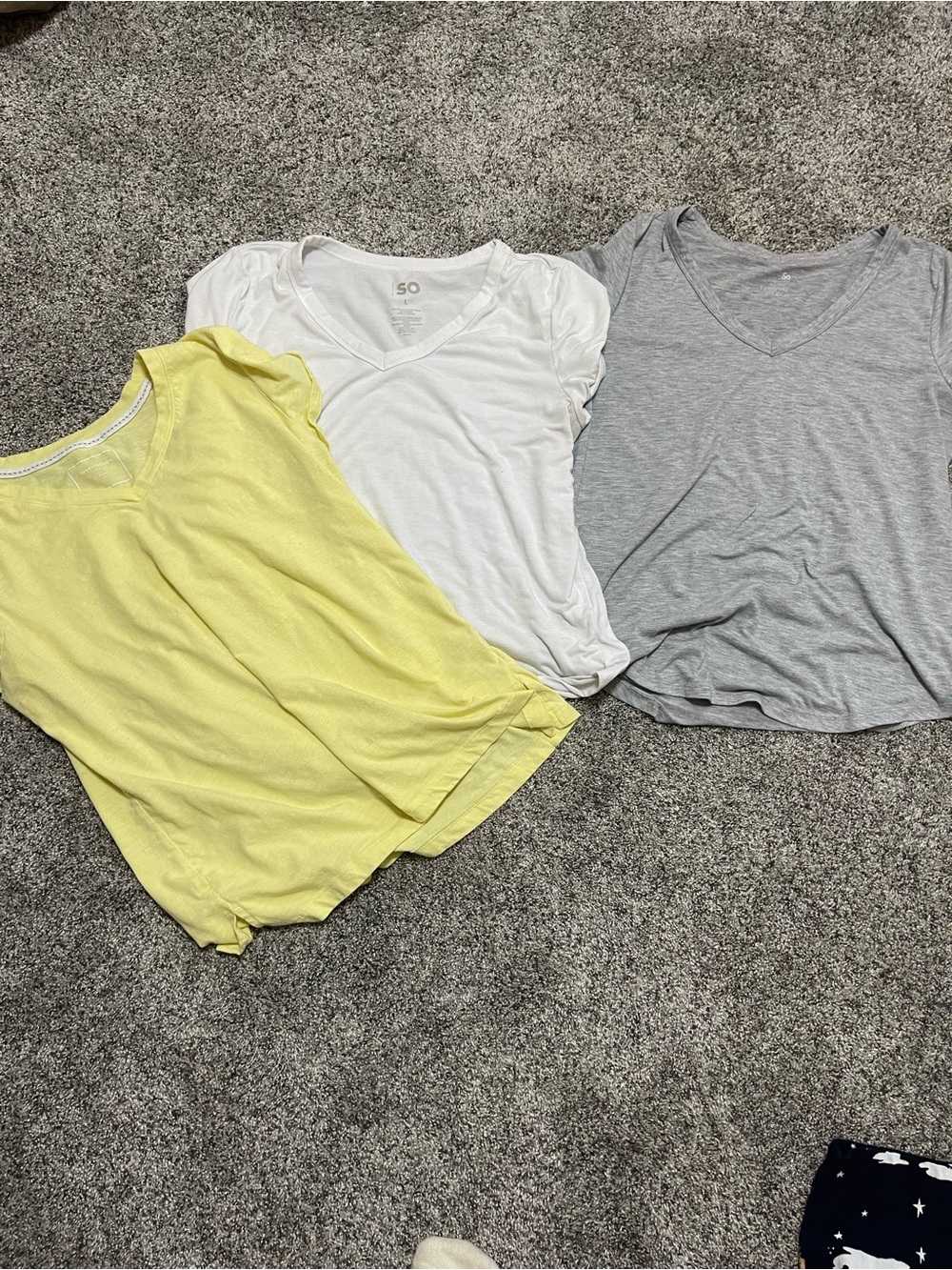 SO Women’s V-Neck Tee Trio - Yellow, White, Gray